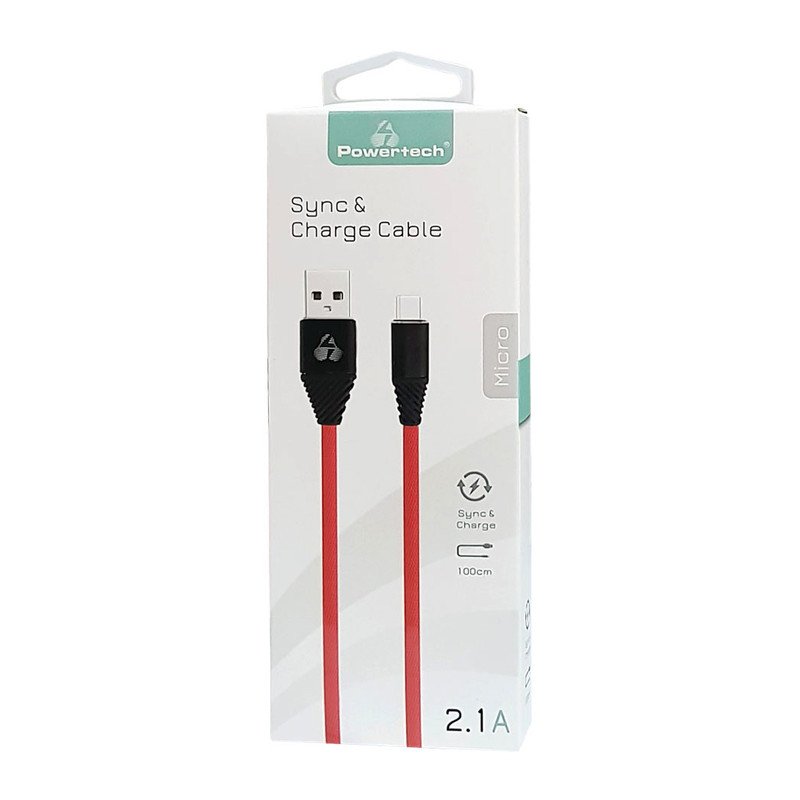 Καλώδιο USB Σε Micro USB Cable Alu Copper 1m Κόκκινο Powertech PTR-0011