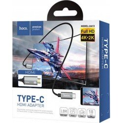 Αντάπτορας Καλώδιο Type C To HDMI Converter Cable 1.8m Black Hoco UA13