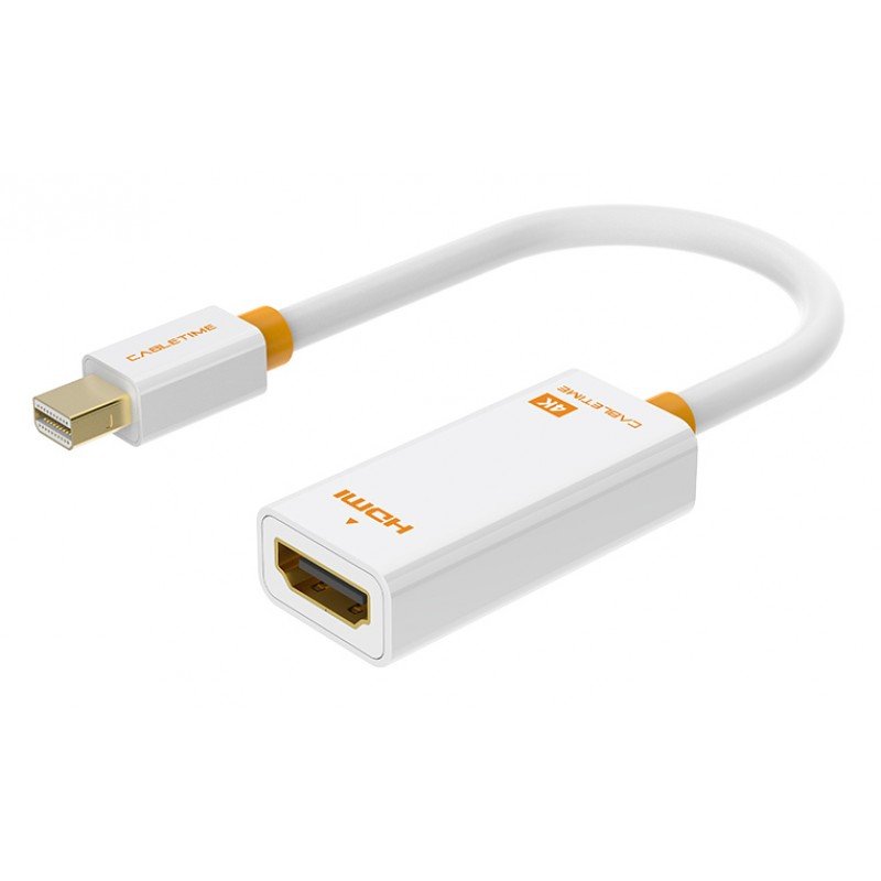 Display Port Mini Male To HDMI 1.4V 4K 30Hz Female Cable 0.2m White Μετατροπέας Εικόνας AV589