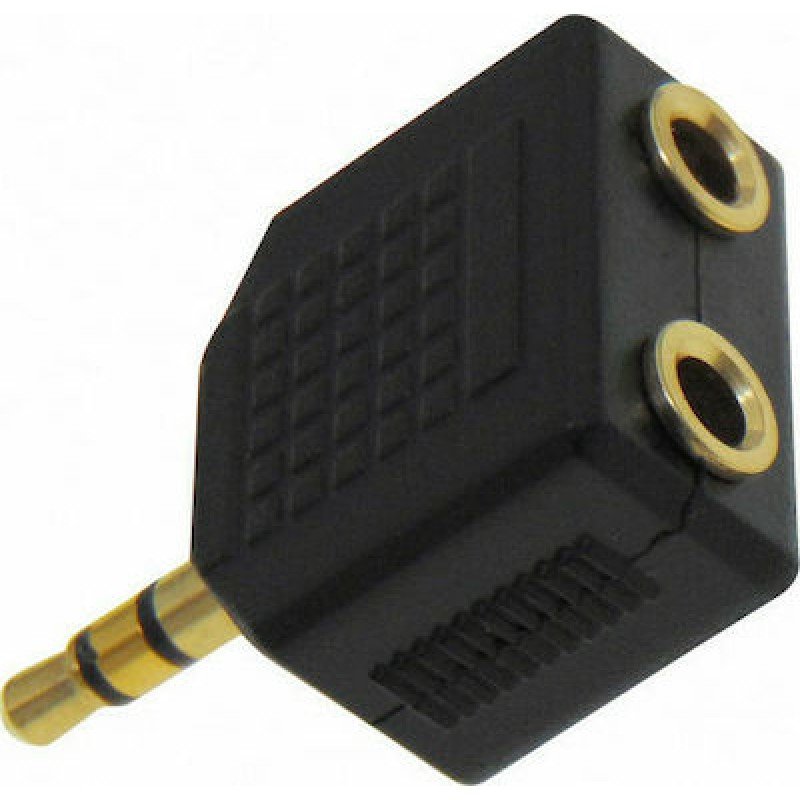 Adaptor 3.5 Jack Stereo Male To 2 X 3.5 Jack Stereo Female Gold AV-RA09G