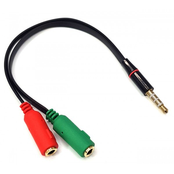 Headset Adapter Stereo 0.20m Jack 3.5 4pin Male To 2 X 3.5 3pin Female
