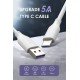 USB A 3.0 Cable Male To Type C Male 5A White 1m Καλώδιο Σύνδεσης Λευκό CT-C160-U325A