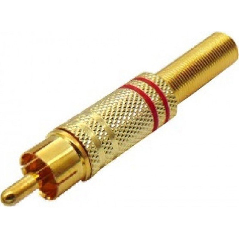 Adaptor RCA Gold Male Red Τελικό Βύσμα Καλωδίου Επίχρυσο Αρσενικό JT4024B