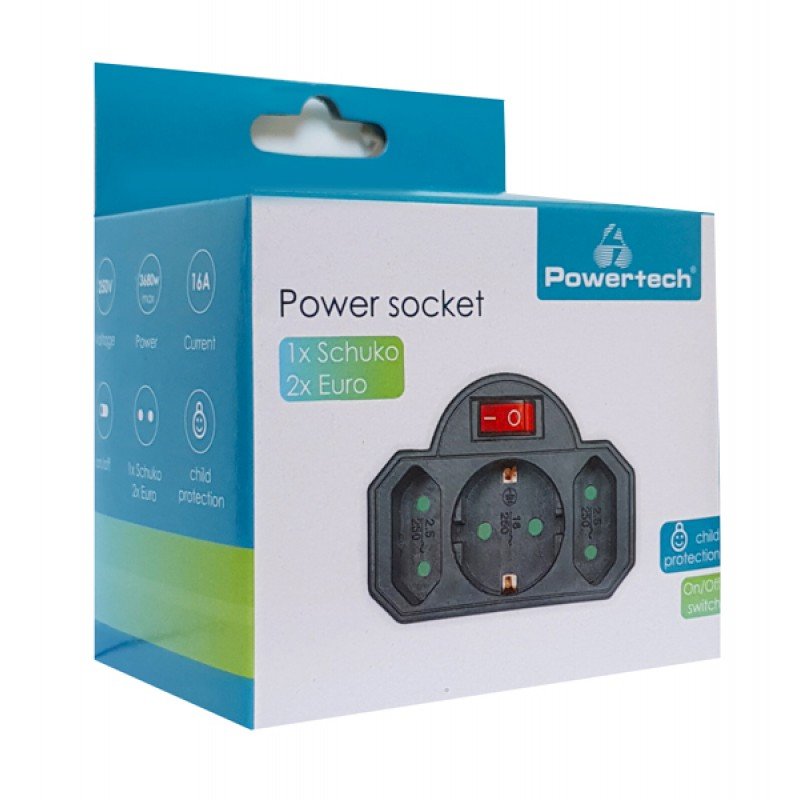 Πολύμπριζο 3 Θέσεων Με Διακόπτη Μαύρο Power Socket Black PT-827 Πολύμπριζο 3 Θέσεων Με Διακόπτη Μαύρο Power Socket Black PT-827