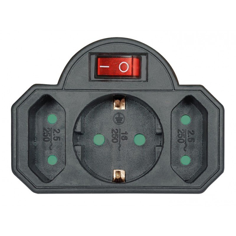 Πολύμπριζο 3 Θέσεων Με Διακόπτη Μαύρο Power Socket Black PT-827 Πολύμπριζο 3 Θέσεων Με Διακόπτη Μαύρο Power Socket Black PT-827