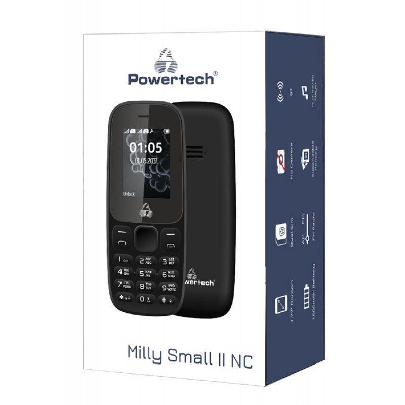 Mobile Cell Phone Milly Small II  Dual Sim Black Κινητό Τηλέφωνο Powertech PTM-28