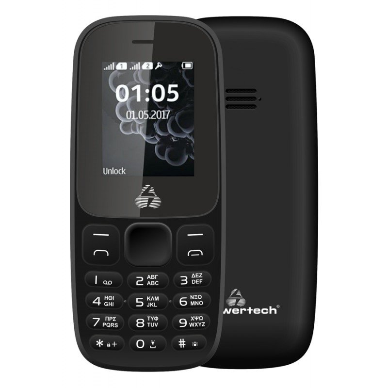 Mobile Cell Phone Milly Small II  Dual Sim Black Κινητό Τηλέφωνο Powertech PTM-28
