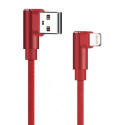 USB 2.0 To Lightning Cable Copper Red 1m Καλώδιο Φόρτισης Γωνιακό Κόκκινο Powertech PTR-0077