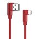 USB 2.0 To Lightning Cable Copper Red 1m Καλώδιο Φόρτισης Γωνιακό Κόκκινο Powertech PTR-0077