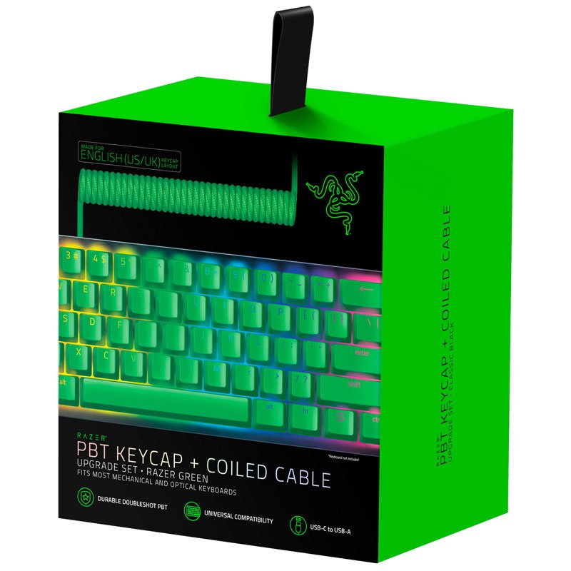 Razer PBT Keycap & Coiled Cable Upgrade Set Razer Green Πράσινα Πλήκτρα Razer PBT Keycap & Coiled Cable Upgrade Set Razer Green Πράσινα Πλήκτρα