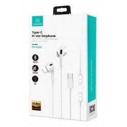 Hands Free Earphones Stereo Type-C White Ακουστικά Στερεοφωνικά Λευκά Usams US-SJ452