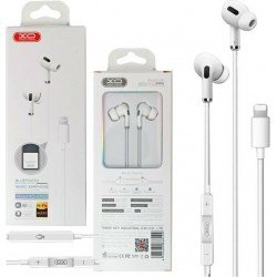 Earphones Stereo Lightning Handsfree White Ακουστικά Ενσύρματα Λευκά XO-EP24
