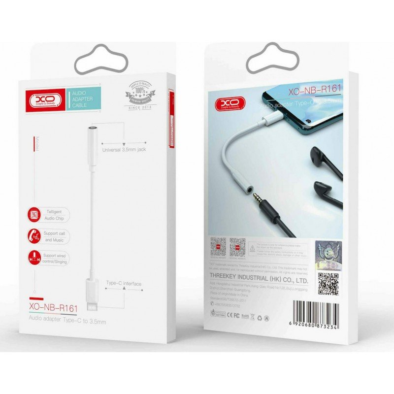 Adapter USB Type C Male - Jack 3.5 Female Cable 0.15m XO-NB-R161