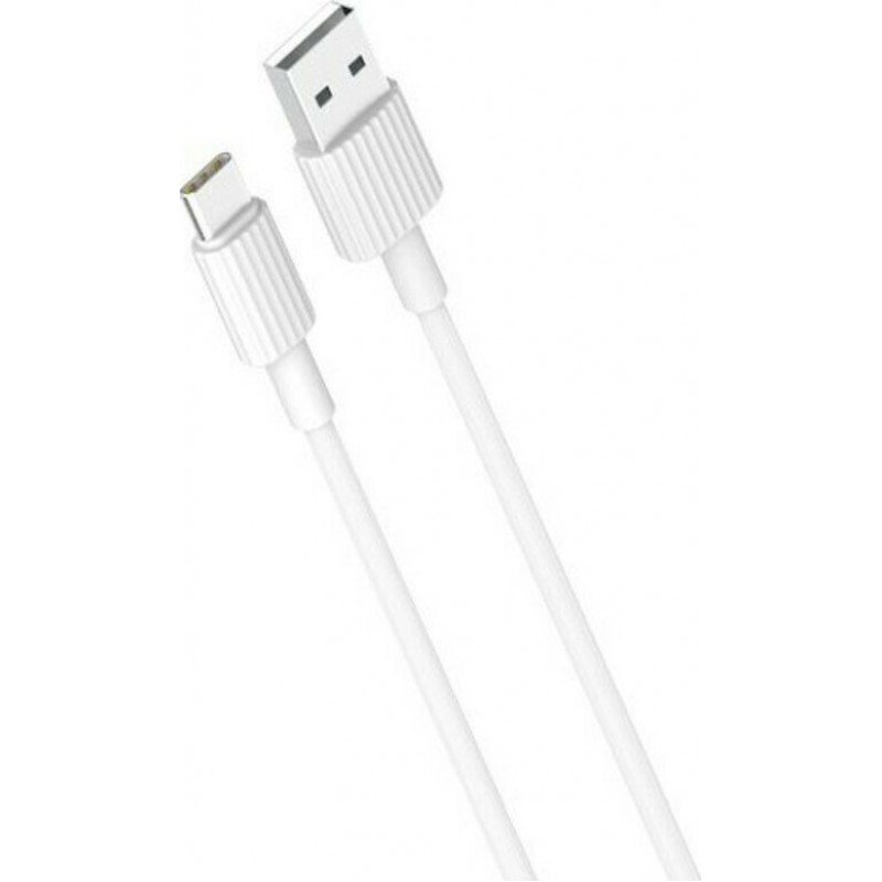 USB A 2.0 Cable Male To Type C Male White 1m Fast Charging 2.4A Καλώδιο Φόρτισης Λευκό XO-NBP156