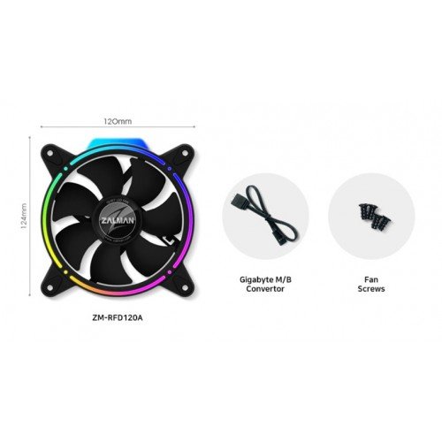 Zalman ZM-RFD120A Cooler Case Fan 3pin Black RGB Light 12V 120X120X25mm Ανεμιστήρας Κουτιού Zalman ZM-RFD120A Cooler Case Fan 3pin Black RGB Light 12V 120X120X25mm Ανεμιστήρας Κουτιού
