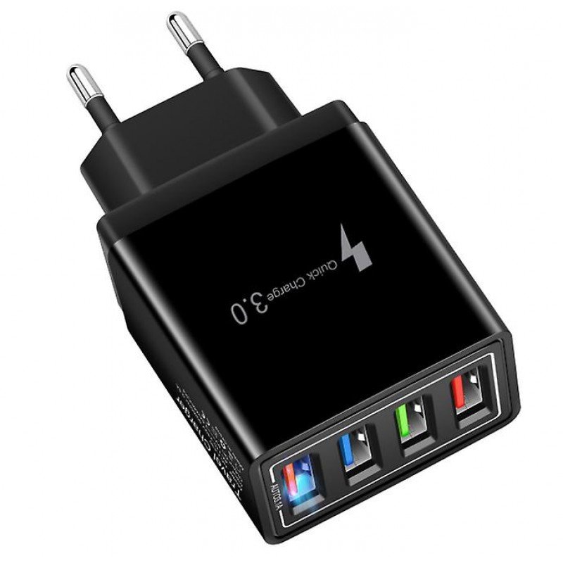 Τροφοδοτικό Κινητών Quick Charger 4 x USB Power Adaptor 5V 5A 25W Black Qualcomm QC3.0 Gordon BK-382 Τροφοδοτικό Κινητών Quick Charger 4 x USB Power Adaptor 5V 5A 25W Black Qualcomm QC3.0 Gordon BK-382