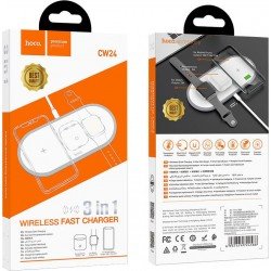 Qi Wireless 3 in 1 Power Supply Charging Pad 5V 2A White Ασύρματο Τροφοδοτικό Λευκό Hoco CW24 Qi Wireless 3 in 1 Power Supply Charging Pad 5V 2A White Ασύρματο Τροφοδοτικό Λευκό Hoco CW24