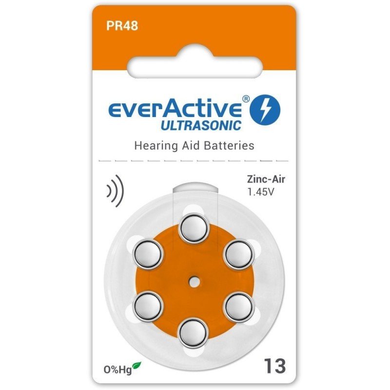 Μπαταρία Βαρηκοΐας Battery Silver 1.45V Everactive 13MF PR48 Hearing Aid Batteries (6 Pack)