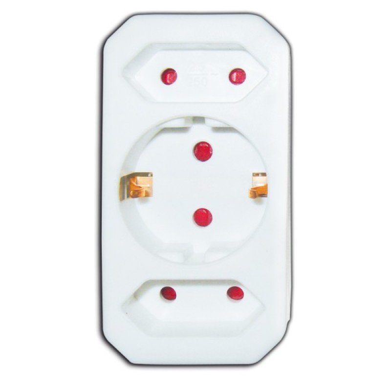 Schuko Adaptor Πρίζα 2 Θέσεων Διπολικών & 1 Θέση Σούκο G3-C1-1/2