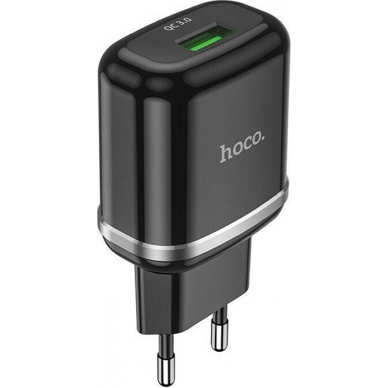 Τροφοδοτικό Κινητών Τηλεφώνων Quick Charger Power Adaptor 5V 3A 18W Black Qualcomm Hoco N3 QC3.0