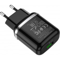 Τροφοδοτικό Κινητών Τηλεφώνων Quick Charger Power Adaptor 5V 3A 18W Black Qualcomm Hoco N3 QC3.0 Τροφοδοτικό Κινητών Τηλεφώνων Quick Charger Power Adaptor 5V 3A 18W Black Qualcomm Hoco N3 QC3.0