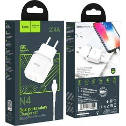 Power Supply Dual Charger AC 5V 2.4Am White 10.5W Hoco N4 Lightning Τροφοδοτικό Πρίζας Power Supply Dual Charger AC 5V 2.4Am White 10.5W Hoco N4 Lightning Τροφοδοτικό Πρίζας
