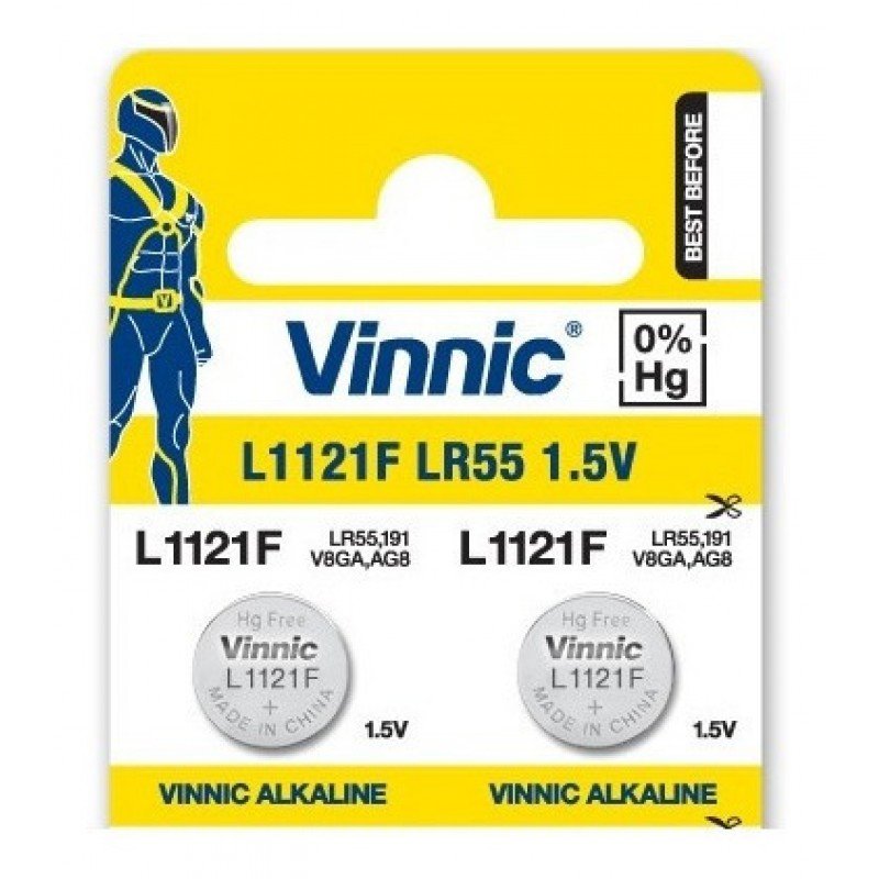 Battery LR55 AG8 L1121 1.5V Vinnic Αλκαλική Μπαταρία