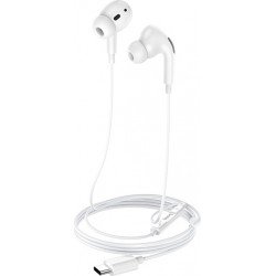 Hands Free Earphones Stereo Type C 1.2m White Ακουστικά Στερεοφωνικά & Μικρόφωνο Λευκά Hoco M1Pro