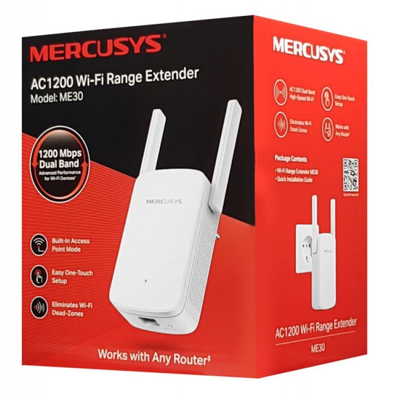 Mercusys ME30 V1.2 AC 1200Mbps Universal WiFi Dual Band Range Extender-Access Point Ασύρματος Αναμεταδότης Δικτύου Mercusys ME30 V1.2 AC 1200Mbps Universal WiFi Dual Band Range Extender-Access Point Ασύρματος Αναμεταδότης Δικτύου