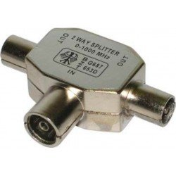 Adaptor TV RF Metallic Male T 2 X Female Coaxial Pal 9.5mm RG6 Διακλαδωτής Μεταλλικός Σταυρός