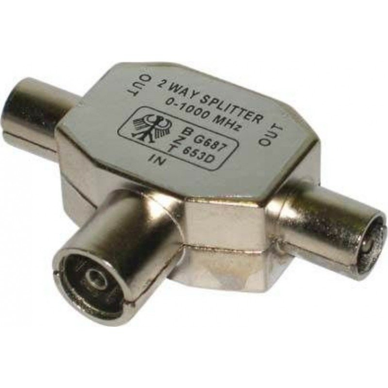 Adaptor TV RF Metallic Male T 2 X Female Coaxial Pal 9.5mm RG6 Διακλαδωτής Μεταλλικός Σταυρός