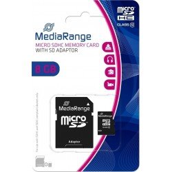 8Gb Memory Micro SD Card & Adapter SD MediaRange Class 10 MR957 Κάρτα Μνήμης
