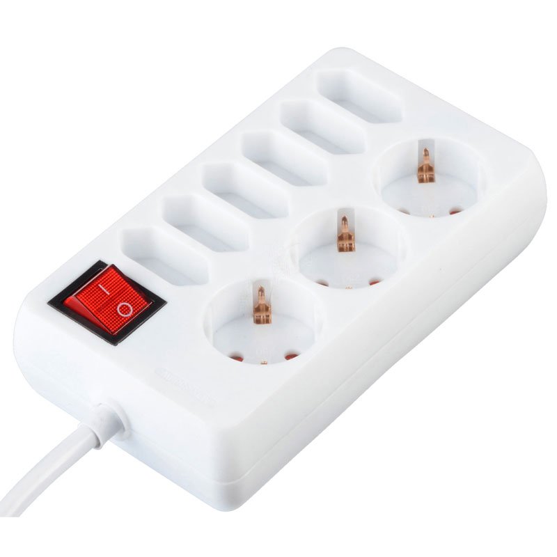 GOC3/6S SUKO POWER SWITCH 6 +3 PORTS ON-OFF ΠΟΛΥΜΠΡΙΖΟ 6 ΘΕΣΕΩΝ + 3 ΘΕΣΕΩΝ ΣΟΥΚΟ ΛΕΥΚΟ 1.5m KF-S03/6K