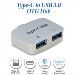 Adaptor Type C Male To 2 X Usb 3.0 Female Silver OTG Adaptor Type C Male To 2 X Usb 3.0 Female Silver OTG