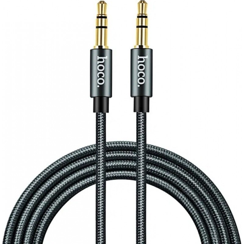 Sound Cable Jack 3.5mm M/M Audio Gold 1m Aux Black Hoco UPA03 Καλώδιο Ήχου