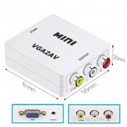 VGA Converter Adapter To AV TV 3 X RCA F/F Multimedia