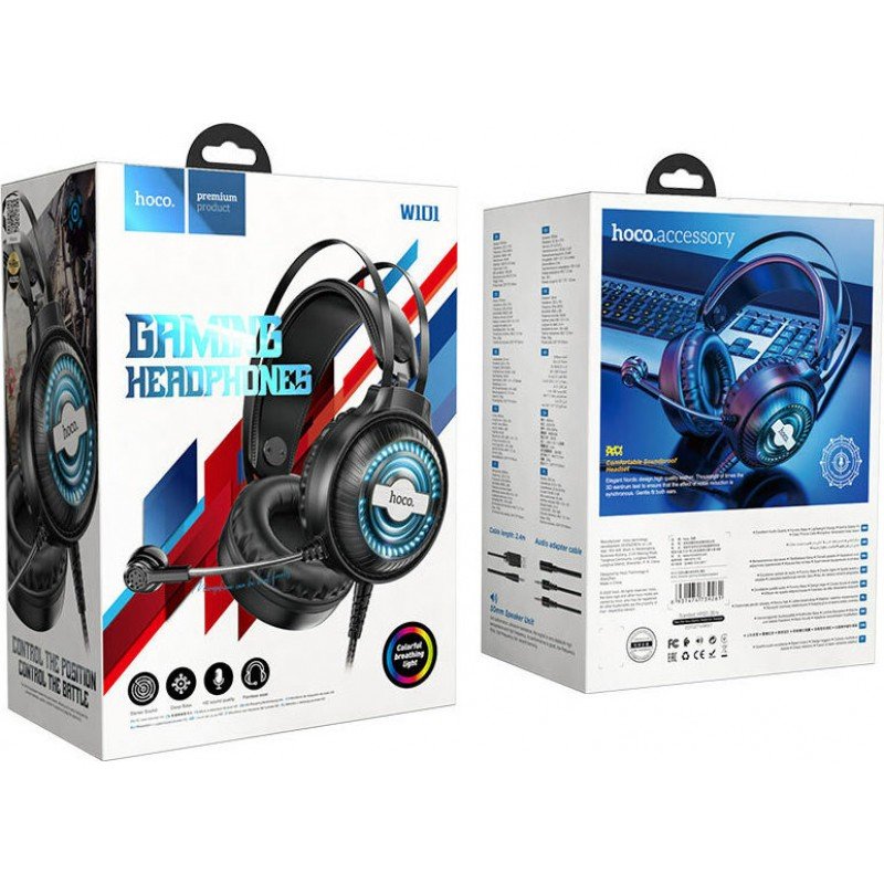 Gaming Headset 50mm Black Ακουστικά & Μικρόφωνο Μαύρα Hoco W101 Gaming Headset 50mm Black Ακουστικά & Μικρόφωνο Μαύρα Hoco W101