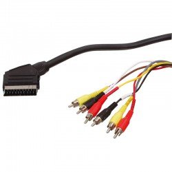 Scart Cable Male 21p TO 6 x RCA Male 1.5m Scart Cable Male 21p TO 6 x RCA Male 1.5m