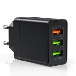 Τροφοδοτικό Κινητών Quick Charger 3 X USB Power Adaptor 5V 5A 25W Black Qualcomm QC3.0 Gordon BK-372 Τροφοδοτικό Κινητών Quick Charger 3 X USB Power Adaptor 5V 5A 25W Black Qualcomm QC3.0 Gordon BK-372