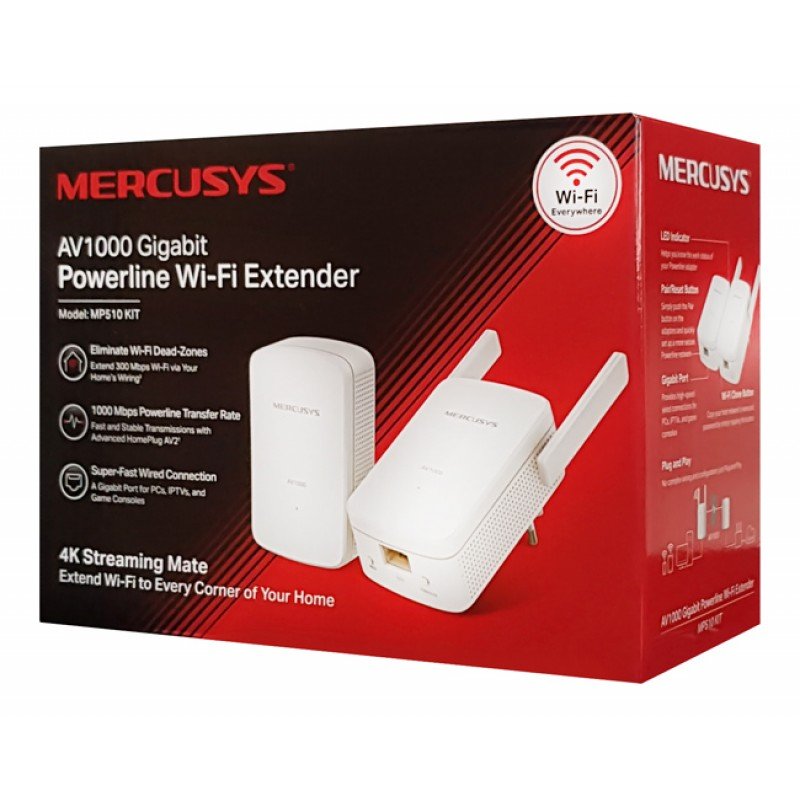 Mercusys MP510KIT Powerline WiFi AV1000Mbps Adapter Αντάπτορας Δικτύου Mercusys MP510KIT Powerline WiFi AV1000Mbps Adapter Αντάπτορας Δικτύου