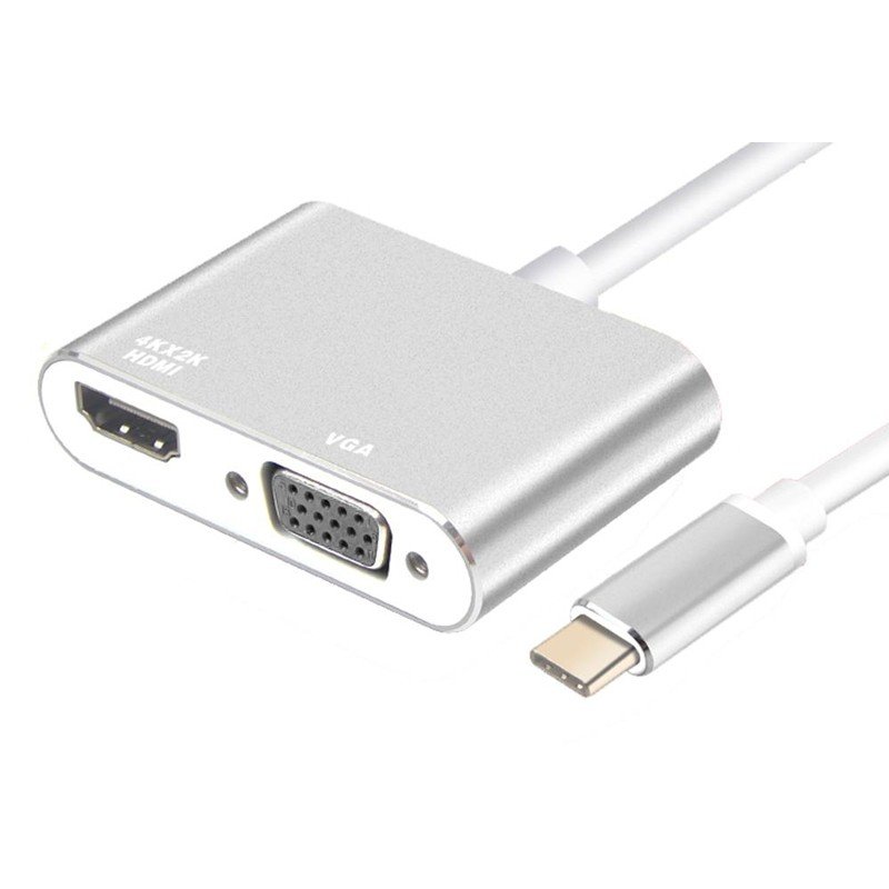 USB 3.1 Type C To Hdmi & Vga 0.1m 4K Silver PTH-041 USB 3.1 Type C To Hdmi & Vga 0.1m 4K Silver PTH-041