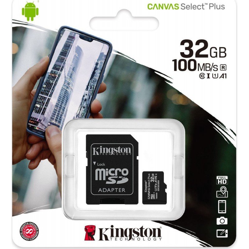 Kingston Canvas Select Plus Micro SD HC Card 32GB U1 V10 A1 SDCS2/32GB Kingston Canvas Select Plus Micro SD HC Card 32GB U1 V10 A1 SDCS2/32GB
