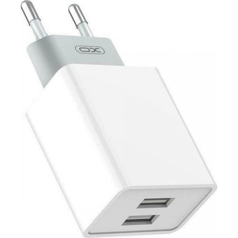 Φορτιστής Πρίζας Power Charger AC 2 X USB 5V 2.4A White XO-L65EU