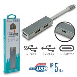 USB 3.1 Type C HUB 3 Port USB 3.0 & Type C Gray 0.15m USB 3.1 Type C HUB 3 Port USB 3.0 & Type C Gray 0.15m