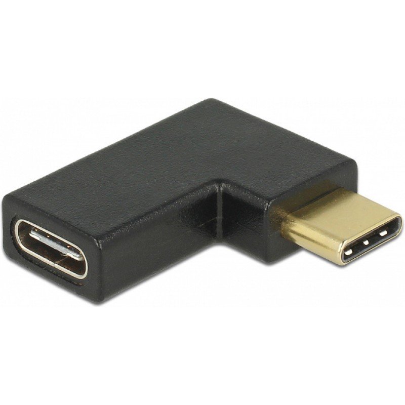 Adaptor Corner Gold Type C Female To Type-C Male 40Gbps Black Γωνιακός Αντάπτορας Delock 60245