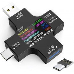 USB A Hub Adaptor Multifanctional Safety Tester Port Black 3.6-32V Αντάπτορας Ελέγχου Σύνδεσης Μαύρος 