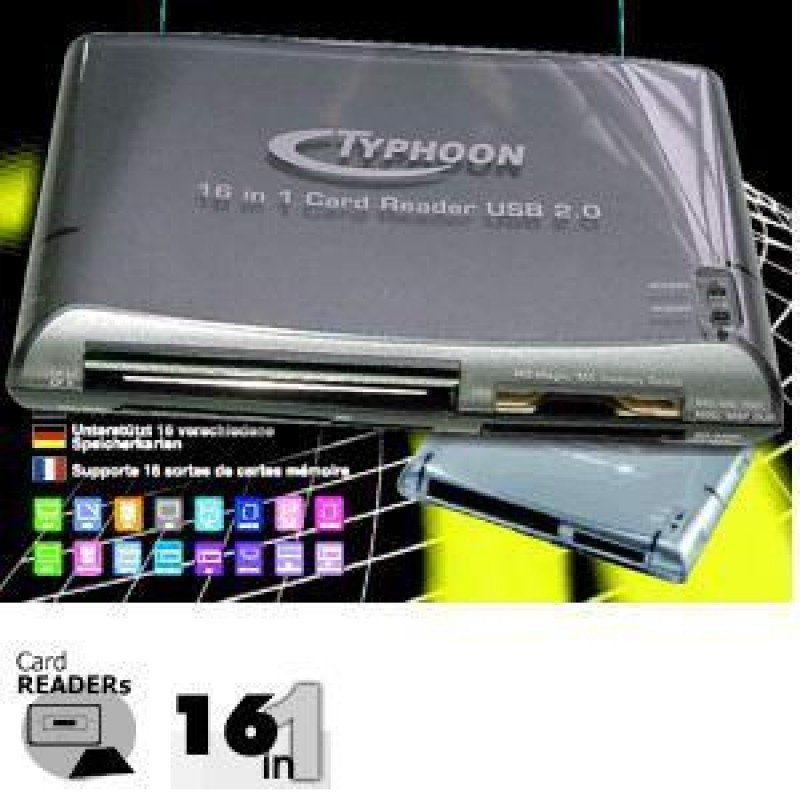 USB A 2.0 Universal Multi Smart 16 Card Reader Αναγνώστης Καρτών Typhoon 83018 USB A 2.0 Universal Multi Smart 16 Card Reader Αναγνώστης Καρτών Typhoon 83018