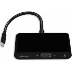 USB 3.1 Type C To Hdmi & Vga & 3.5mm 0.1m 4K Black CAB-UC064 USB 3.1 Type C To Hdmi & Vga & 3.5mm 0.1m 4K Black CAB-UC064