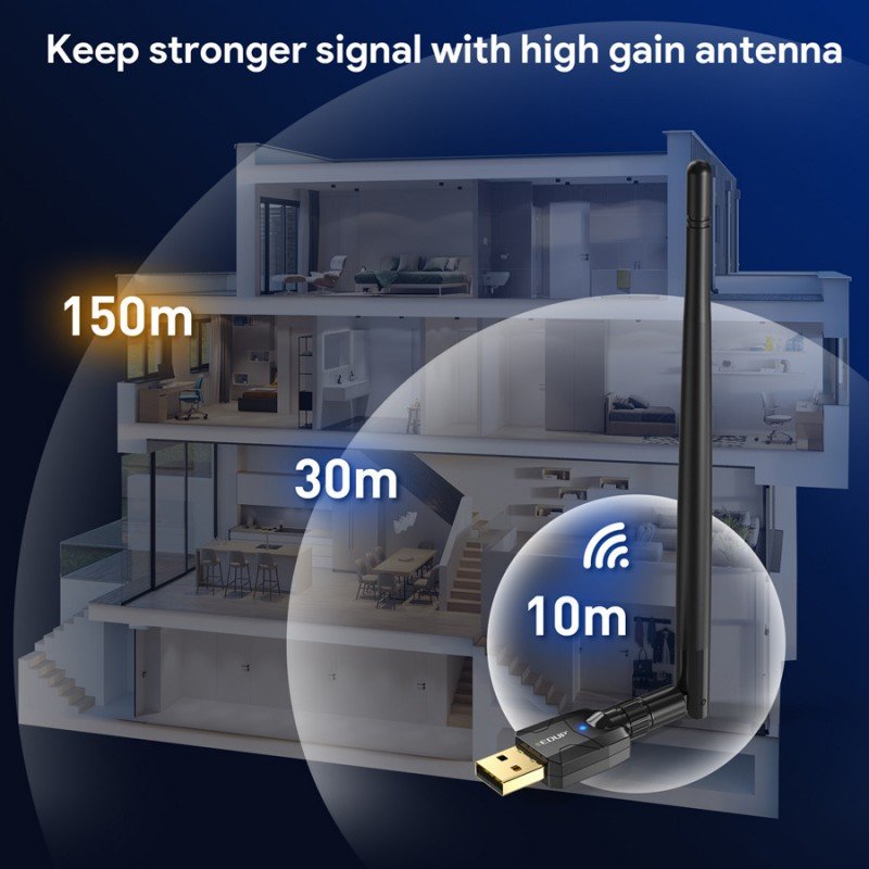 Bluetooth V.5.1 Dongle USB A 2.0 Mini Adapter CSR Dongle 100m Edup EP-B3536 Bluetooth V.5.1 Dongle USB A 2.0 Mini Adapter CSR Dongle 100m Edup EP-B3536