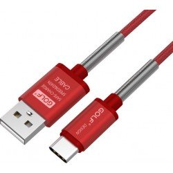 Golf GC-40T-RD USB A 2.0 Type C Cable 1m Red Braided Fast Charging Golf GC-40T-RD USB A 2.0 Type C Cable 1m Red Braided Fast Charging